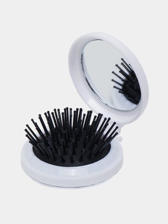 2 gab Salokāma ceļojuma matu ķemme ar spoguli, balta